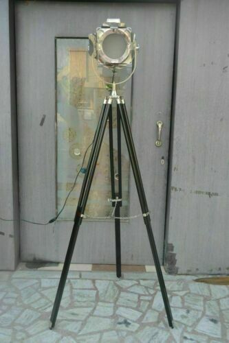 Vintage Industrial Spot Light Floor Lamp Adjustable Tripod Marine Studio Light - Picture 1 of 2