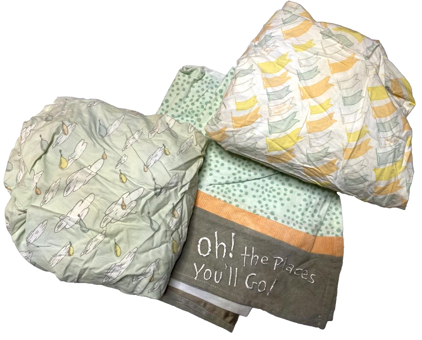 M9 !WOW! TREND LAB Dr SEUSS The Places You'll Go Fitted Sheets & Crib Skirt Set