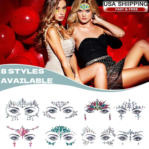 Face Jewels Sticker Make Up Adhesive Temporary Tattoo Body Art Gem Rhinestone - product listing photo