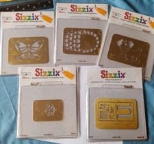 Lot 5 Sizzix Simple Impressions Embossing Folders Basket domino Dog butterfly 