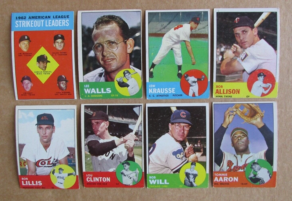 1963 Topps Baseball Cards - Single Cards (#1-576) - Choose Your Player To Complete Your Set