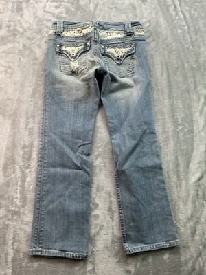 Miss Me Bootcut Low Rise Jeans Womens Sz 26  Blue Faded Western Cowgirl Rodeo