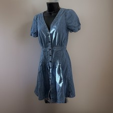 Madewell Denim Day Lily Dress Woman Size 00 XS  Retro Fit Flare 70s Vibe