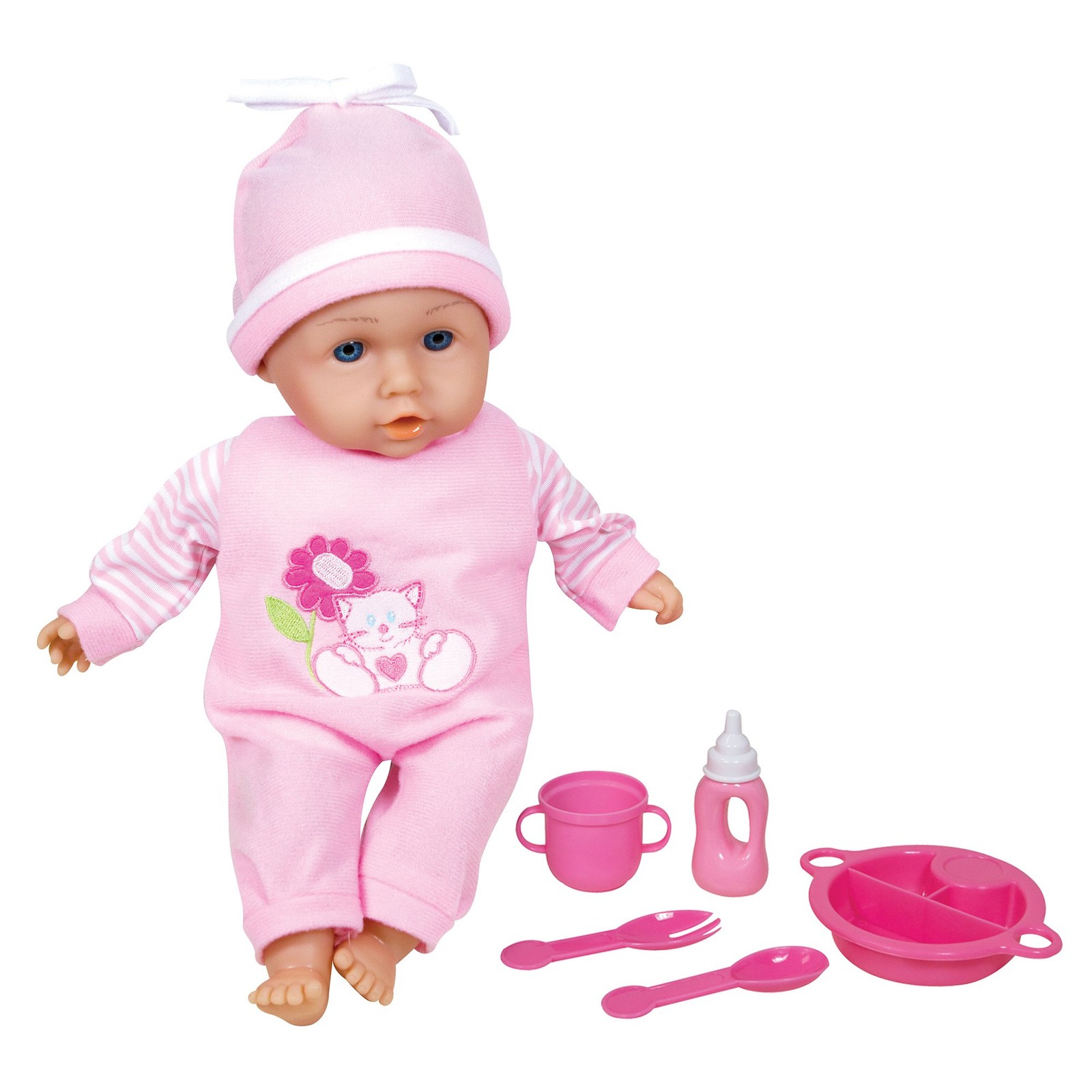 - Talking Baby With Feeding Accessories, 13 Inches, Pink
