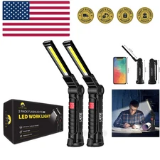 2 Pack Rechargeable LED Work Lights with Magnetic Base & 360° Hook, 1000 Lumens