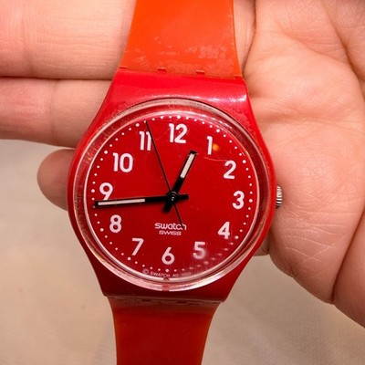 Swatch Originals Red Swiss Quartz Analog Watch Water Resistant need battery