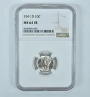 1941-D Mercury Dime MS64 FB NGC Brown Label
