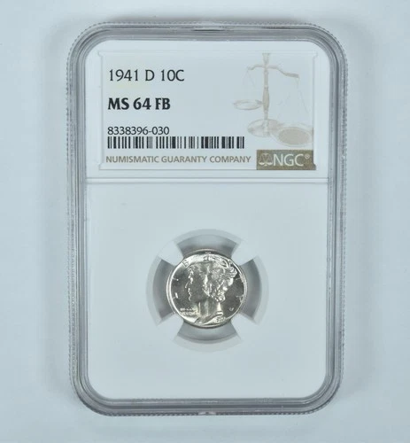 1941-D Mercury Dime MS64 FB NGC Brown Label