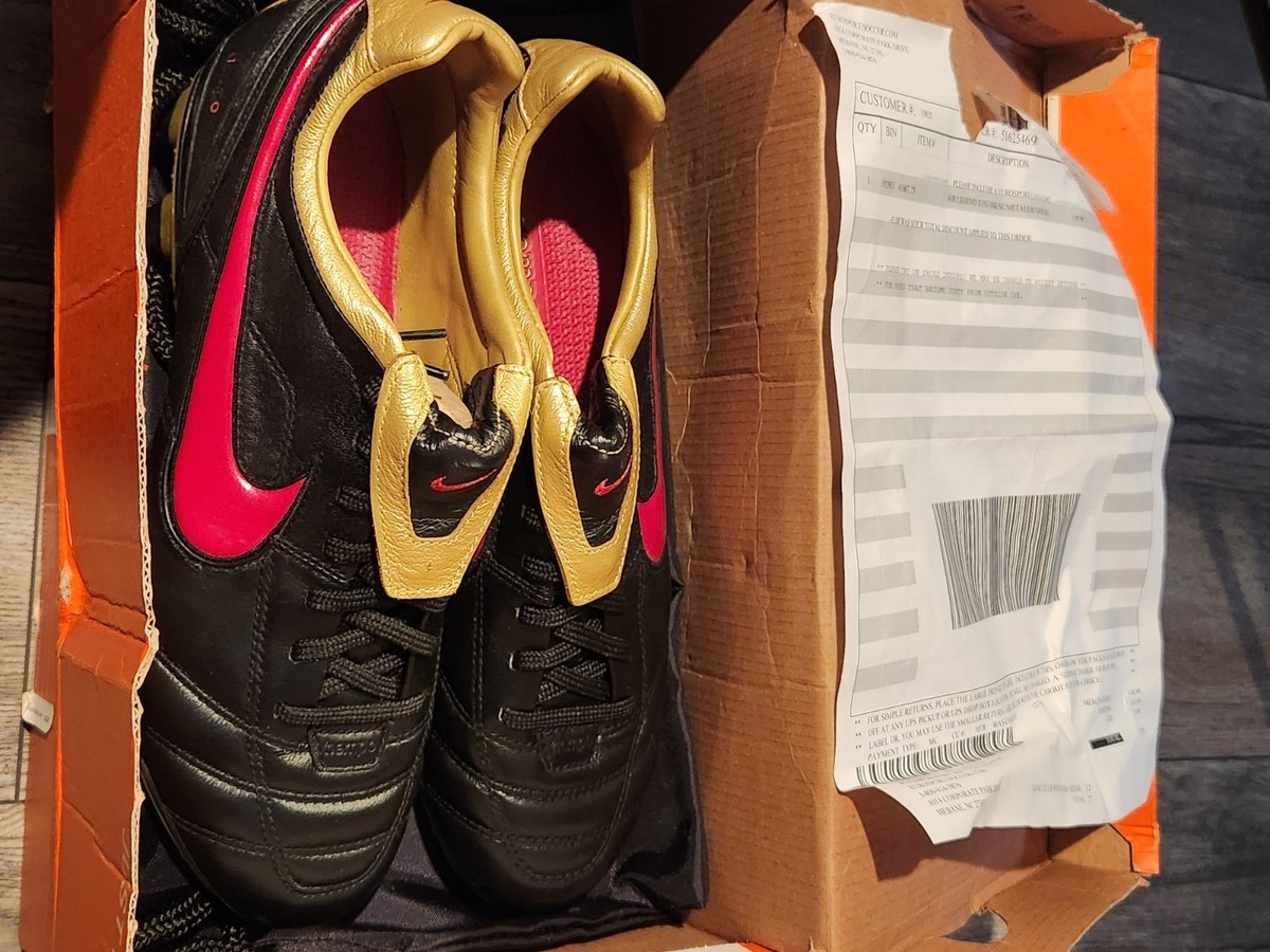 Size 7.5 - Nike Air Legend 2 II ii FG Black Metallic Gold Red