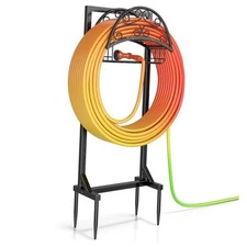 Garden Hose Holder – Freestanding Water Hose Holder with Storage With Basket