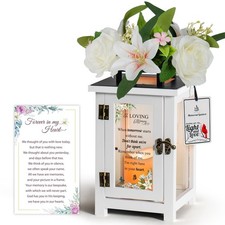 Memorial Lantern with Sympathy Lily Rose Flowers Sympathy Bereavement Gift Id...