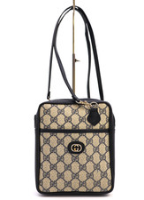 GUCCI VINTAGE GG Supreme Crossbody Bag PVC Navy Compact Rare Authentic