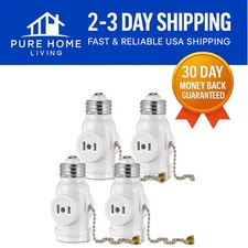 Eco-Friendly 2 Outlet Light Socket Splitter with Pull Chain Switch - Safe & Easy