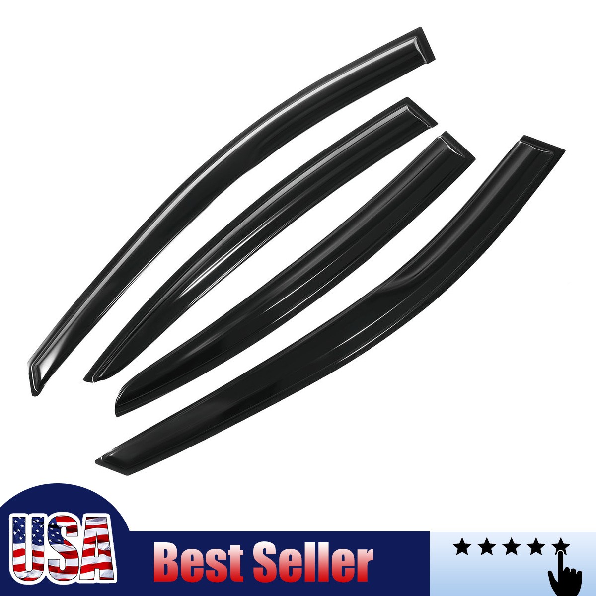 Wind Deflector For Chevy Cruze 2011-2015 Black 4pcs Tape-on Out-Channel