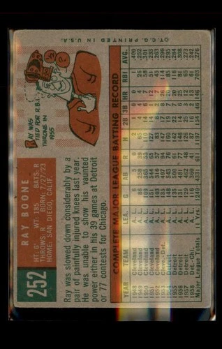 1959 Topps #252b Ray Boone - ( pk4 ) image 2