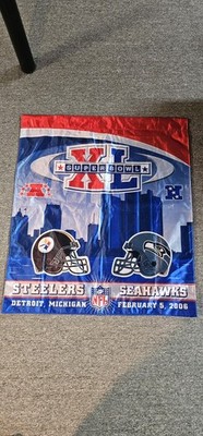 SUPER BOWL XL Detroit 2006 NFL Football 39x34in Original Event BANNER Flag