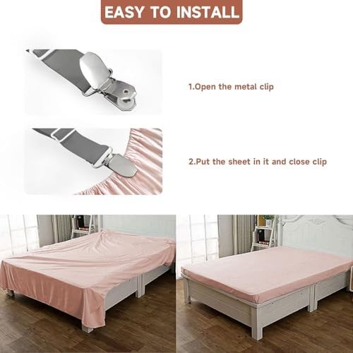 Bed Sheet Straps 8 Pack Non Slip Corner Holders Grey