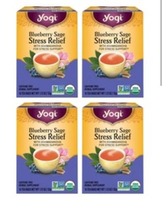   Yogi Blueberry Tea Green Kombucha Tea - 16 Bags per Pack (4 Packs) - Organic 