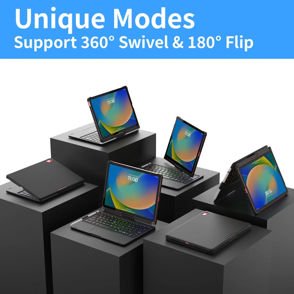 Backlit Keyboard Case with Trackpad & 360° Swivel for iPad 10th/11th Gen (A16) - Image 2 of 4