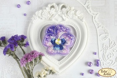 Beaded Brooch Kit  Viola    DIY Bead Embroidery Jewelry Kit, Handmade Beaded...