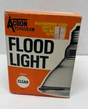 Vintage Action Tungsram 75 WATT FLOOD LIGHT CLEAR NEW IN ORIGINAL BOX