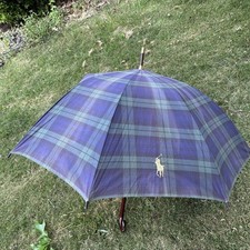 Polo Ralph Lauren Umbrella Tartan Plaid Blackwatch Doorman Hook Crook Handle