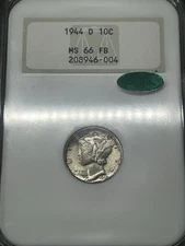 1944 D Mercury Silver Dime NGC MS66 FB Full Bands Old Holder CAC Approved ✅