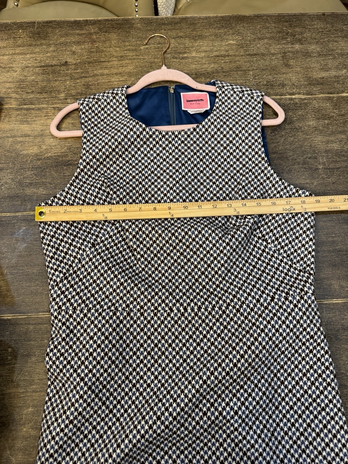 Kate Spade New York Houndstooth Dress In French Cream size 14 Wool Jackie O thumbnail 9