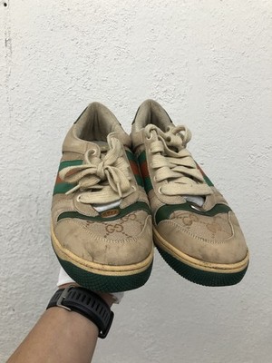 Gucci Screener GG Monogram Ace Motif Canvas Beige Green 40 EU 7 US 6 UK L1-2