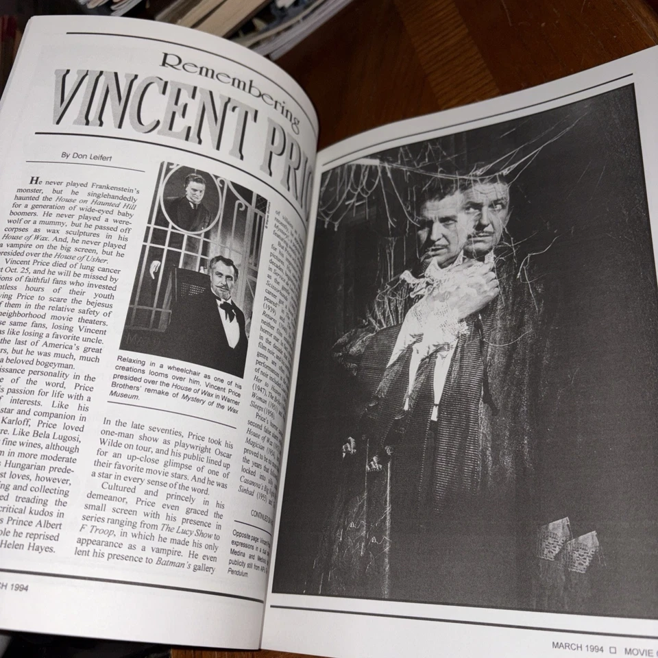 Movie Club Magazine Mamie Van Doren Harrison Ford 1994 Vincent Price Tribute - Image 3 of 4