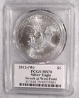 2012 W PCGS MS70 SILVER EAGLE DOLLAR PERFECT "WEST POINT" $1 COIN!