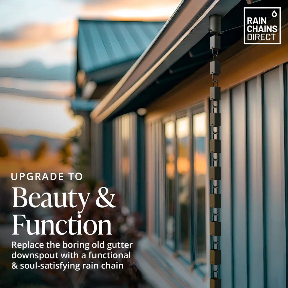 Cadenas de lluvia eslabón cuadrado directo cadena de lluvia 8,5 pies aluminio negro - caja abierta (nuevo) Foto 2 de 4