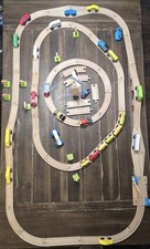 Melissa Doug 92 Pc Wood Train Set with Wooden Track Signs and Vehicles