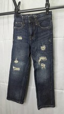 CHEROKEE Unisex Kids Straight Jeans Dark Blue Distressed Size 4