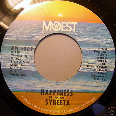 SYREETA 45 HAPPINESS / To Know You Is To Love You MO WEST RECORDS