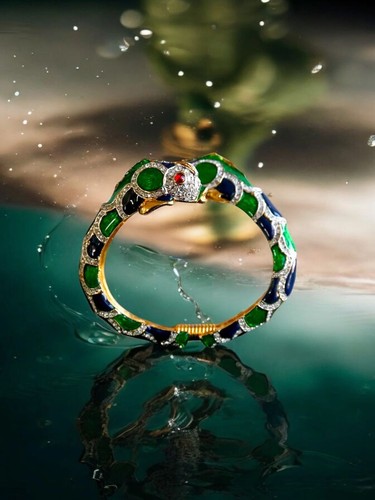 Kenneth Jay Lane 18k gold plated, enamel, crystals, Koi bracelet