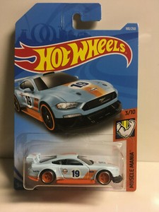 2019-Hot-Wheels-Super-CUSTOM-2018-Ford-Mustang-GT-GULF-with-Real-Riders-Orange