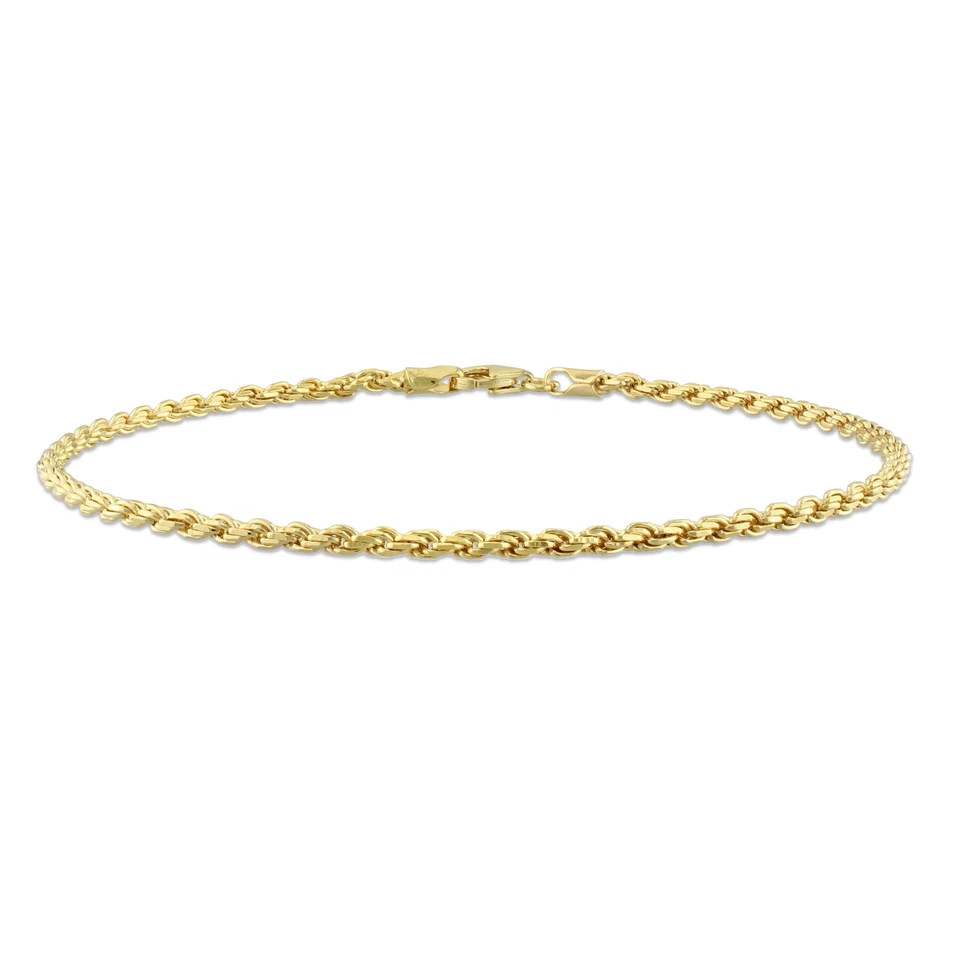 Brazalete de cadena de cuerda de 2,2 mm enchapado en amarillo Amour - 9 pulgadas