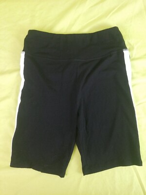 So Lounge Life Bike Shorts Size Small Black With White Stripe High Waisted 