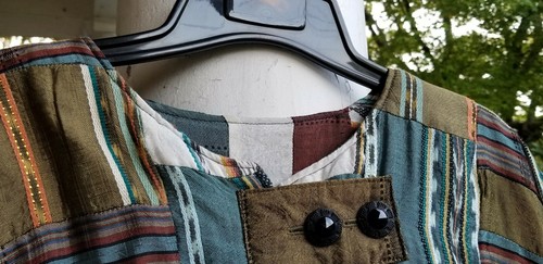 Vintage Patchwork Stepp Jacke Blazer Viskose Patches 2XL Made in Guatemala - Bild 5 von 11