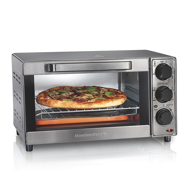 4-Slice Air Fryer Toaster Oven with Convection Cooking & Metal Basket Bake Pan