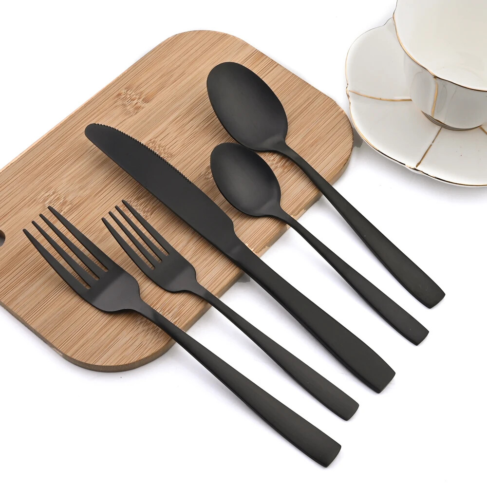 Cutlery Set Flatware Set Black Tableware Set Stainless Steel Dinnerware Set