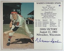 1990 TV Sports Mailbag Warren Spahn Autographed 8