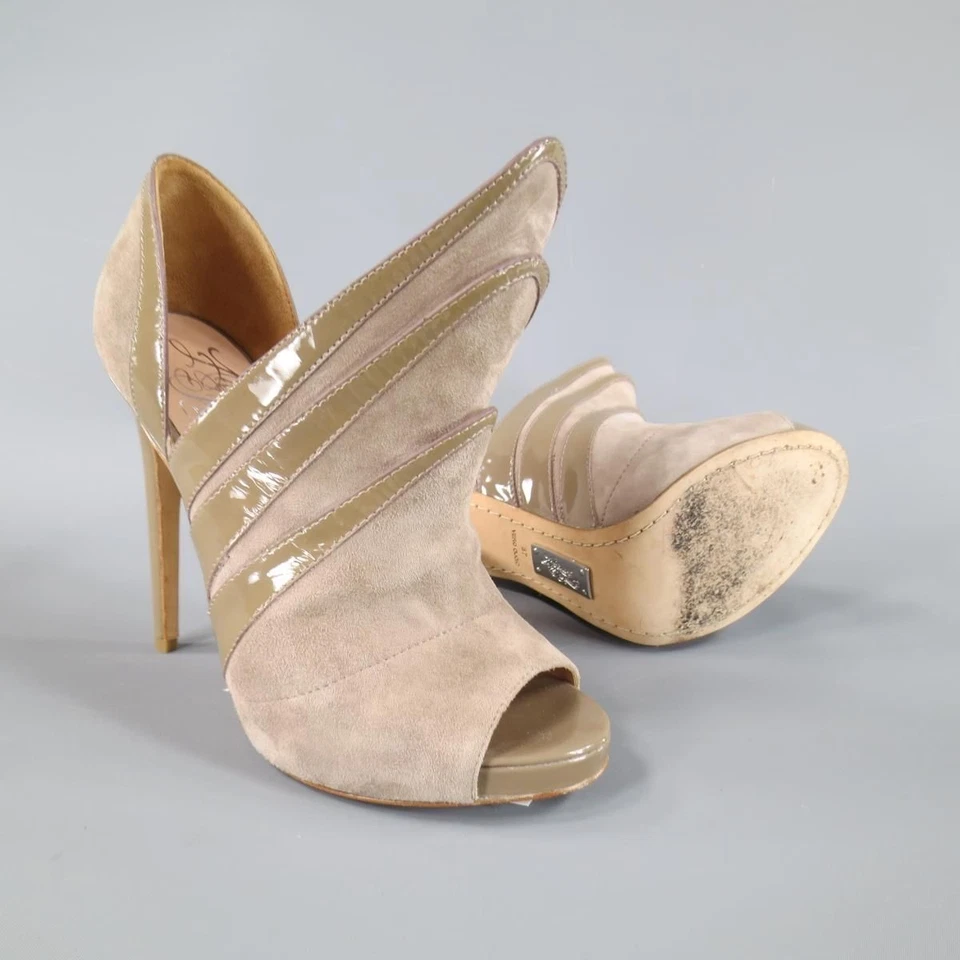 Botas ALEJANDRO INGELMO Talla 7 -Origami- Gamuza Taupe Punta abierta Foto 3 de 4