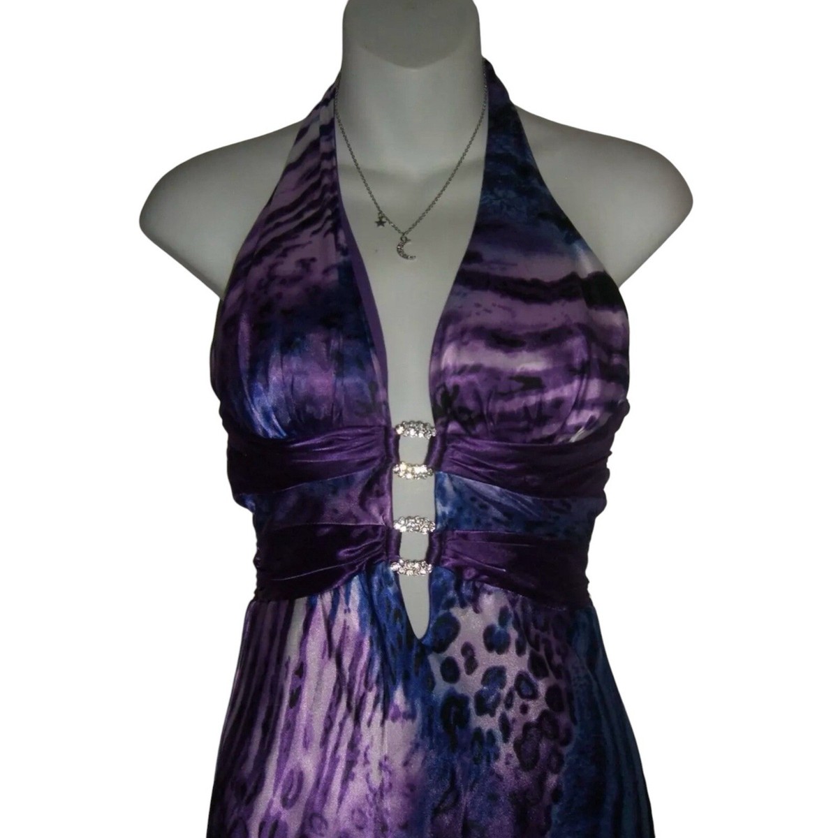 Taboo Dress Vintage 90s Leopard Print Bling Purple J Lo Long Taboo Dress Vintage 90s Leopard Print Bling Purple J Lo Long