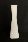 Vintage White Milk Glass 9" Tall Bud Vase w/ Diamond Pattern Square Bottom