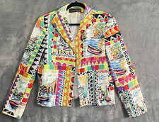 HARVE BENARD Women Sailing Blazer Long Sleeve Open Front Sz 12 Multicolor 36-8