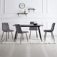 Set of 2/4/6 Velvet Grey/Blue Kitchen Dining Chairs Soft Padded Seat Metal Legs
