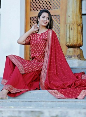 Women Kurta Kurtis With Sharara Dupatta Indian Dress Set Ethnic Top Tunic Bottom Ebay