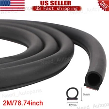 Car Door Rubber Weather Seal Hollow Strip 78inch Black Weatherstrip D-shape